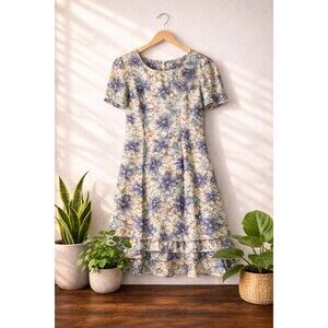 Vintage 90s Floral Mini Dress | Ruffle Hem Cottagecore | Womens Size 4P